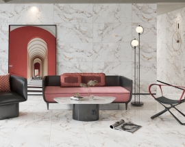 Không gian trở nên hiện đại hơn với gạch bóng kiếng 60x120 ốp tường