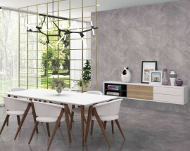 Mẫu gạch ốp tường phòng khách ấn tượng cho không gian mở