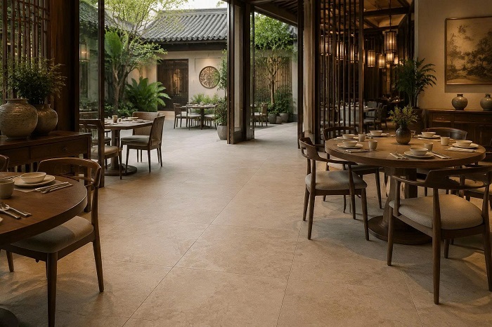 Gạch lát nền nhà hàng Âu cao cấp