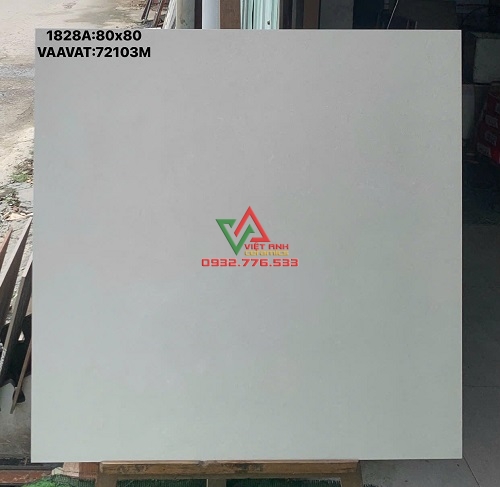Gạch 80x80 Trắng Ghi Trơn Mờ Việt Nam