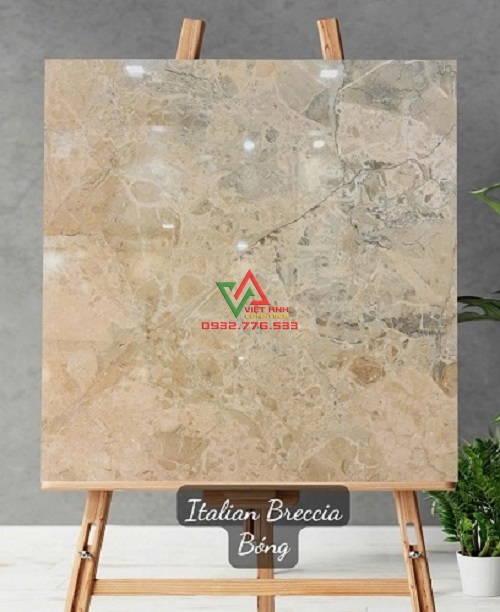 Gạch 80x80 Vàng Kem Vân Đá Breccia Đa Mảng Bóng Ấn Độ