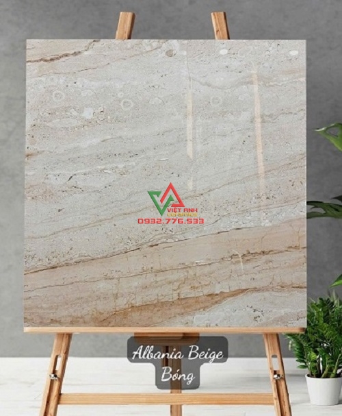 Gạch Ấn 80x80 Albania Beige Be Xám Vân Đá Phân Tầng Bóng