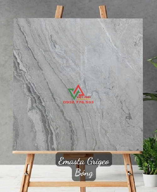 Gạch Ấn 80x80 Emasta Grigeo Xám Ghi Vân Sọc Uốn Lượn Bóng