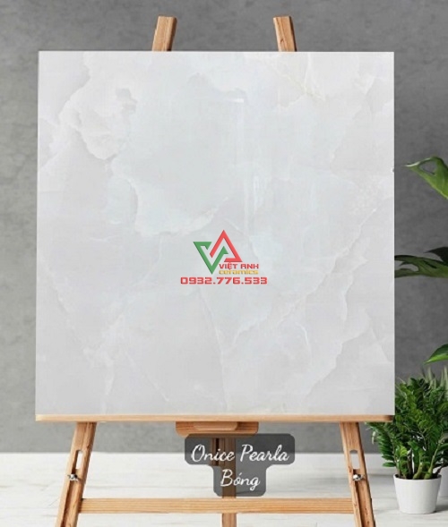 Gạch Ấn 80x80 Onice Pearla Trắng Xanh Ngọc Loang Mây Bóng