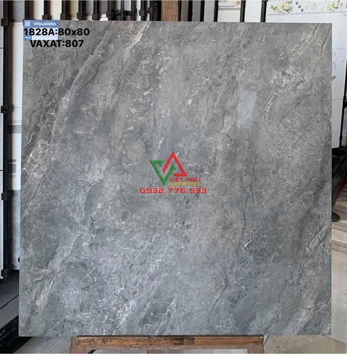 Gạch Lát Nền 80x80 Xám Đậm Vân Đá Marble Bóng Kiếng Việt Nam
