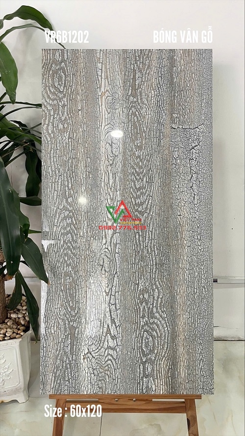 Gạch 60x120 Xám Ghi Vân Gỗ Nứt Bề Mặt Bóng