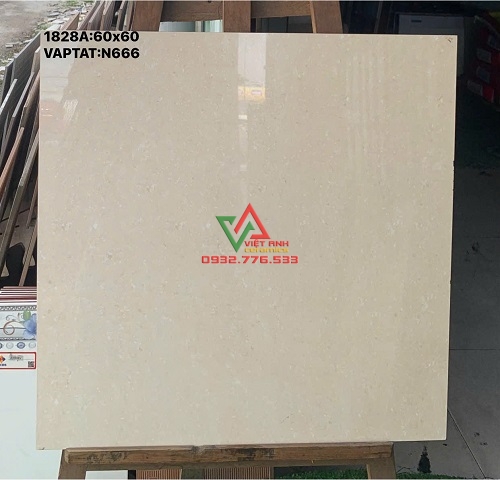 Gạch 60x60 Màu Kem Vân Đá Hạt Bóng Kiếng
