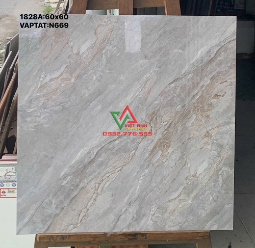 Gạch 60x60 Trắng Xám Vân Đá Marble Bóng Kiếng