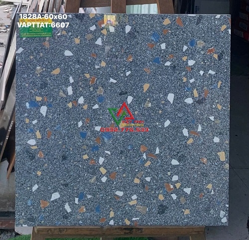 Gạch 60x60 Xám Đậm Terrazzo Đa Sắc Bóng Kiếng