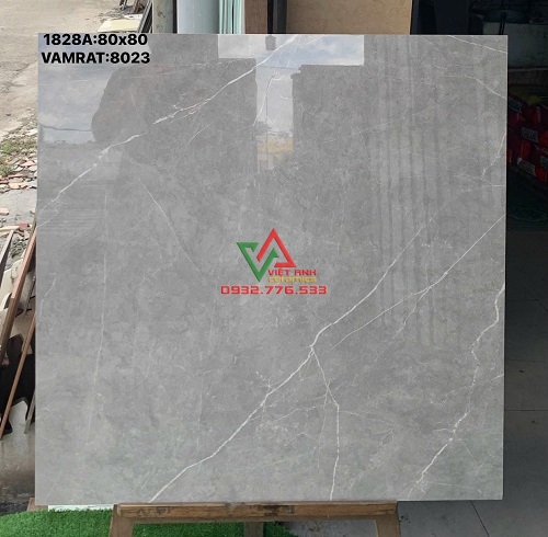 Gạch 80x80 Xám Đậm Vân Chỉ Trắng Bóng Kiếng Việt Nam