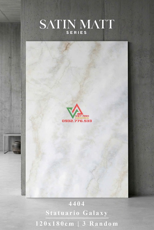 Gạch Ấn Độ 120x180 Marble Trắng Satin 4404 Statuario Galaxy