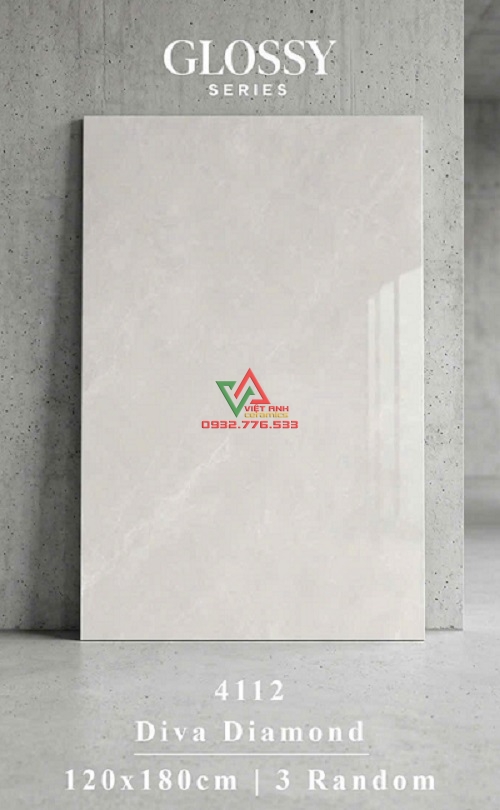 Gạch Khổ Lớn 120x180 Trắng Xám Vân Mây Bóng Kiếng Nhập Khẩu