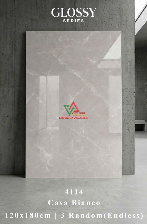 Gạch Khổ Lớn 120x180 Xám Ghi Vân Đá Trắng Bóng Kiếng Nhập Khẩu