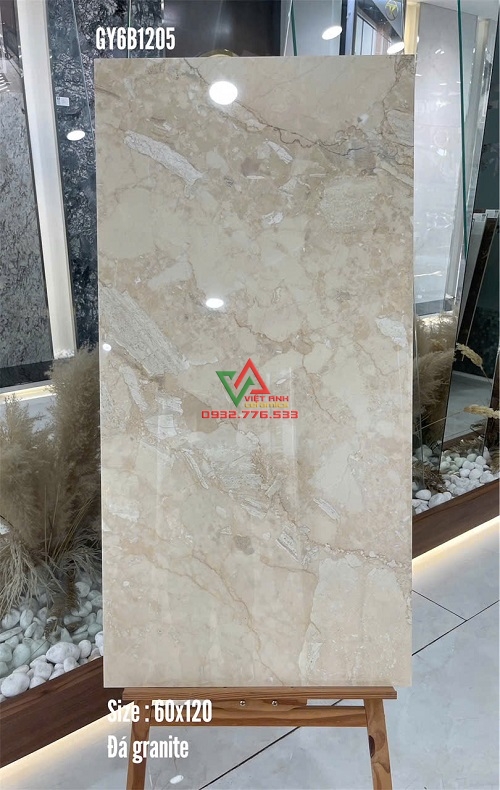 Gạch granite 60x120 vàng kem vân đá marble bóng kính Việt Nam tại quận Bình Tân mã GY6B1205