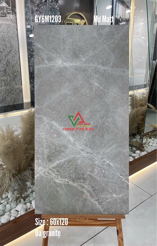 Gạch Lát Nền Granite 60x120 Xám Vân Đá Tia Chớp Bề Mặt Mờ Matt Việt Nam