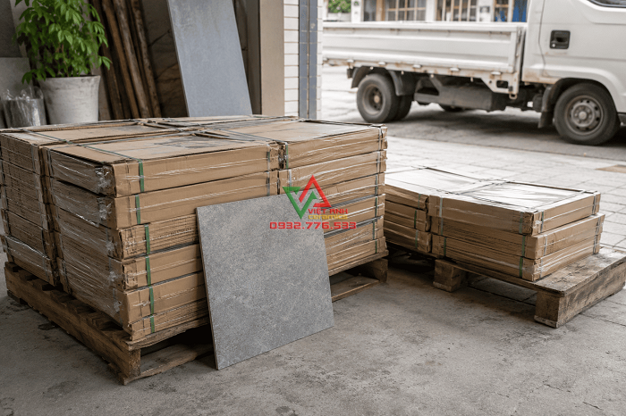 Kiểm tra gạch trước khi giao đến công trình tại TP.HCM