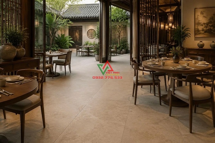 Gạch lát nền nhà hàng Âu cao cấp