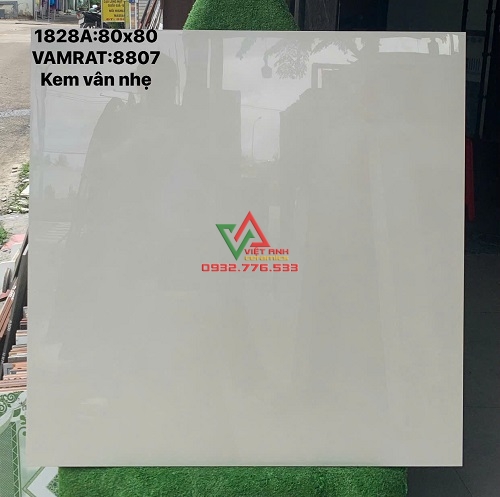 Gạch 80x80 đá bóng kiếng màu kem vân nhẹ chất lượng tốt