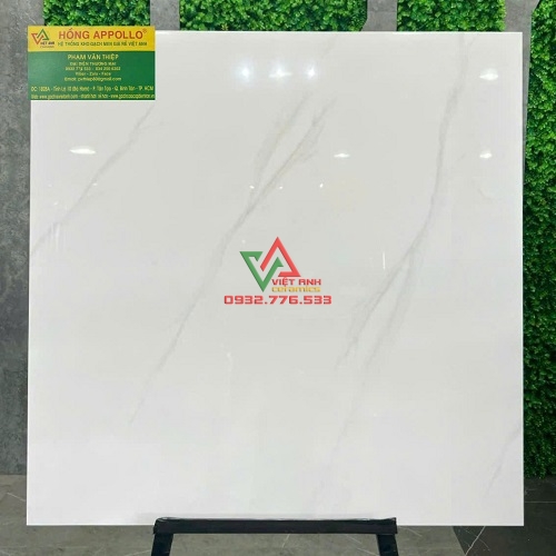 Gạch 80x80 màu trắng bóng thạch bàn vân khói đậm chất  Châu Âu