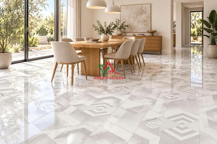 BST Gạch 60x120 Trắng Xám Hình Khối 3D Sang Trọng