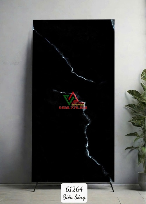 Gạch 80x160 Đen Vân Đá Tia Chớp Trắng Siêu Bóng Ấn Độ