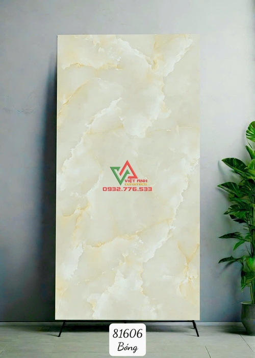 Gạch Cao Cấp 80x160 Vàng Ngọc Nhạt Vân Đá Onyx Bóng Kiếng Ấn Độ