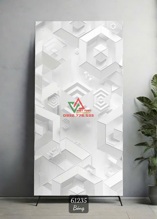 Gạch Khổ Lớn 60x120 3D Trắng Xám Họa Tiết Hình Khối Bóng