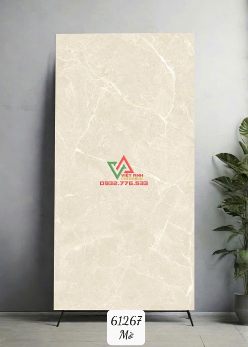 Gạch Khổ Lớn 60x120 Kem Be Vân Đá Chỉ Trắng Mờ Thanh Lịch Ấn Độ