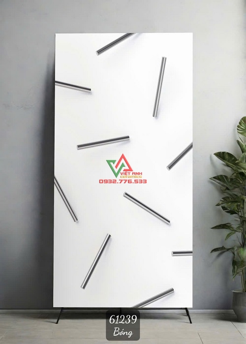 Gạch Khổ Lớn 60x120 Trắng Họa Tiết Thanh Đen Điểm Nhấn Bóng