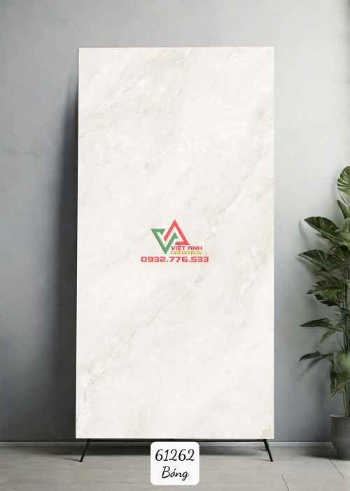 Gạch Khổ Lớn 60x120 Trắng Kem Vân Đá Nhẹ Bóng Kiếng Ấn Độ