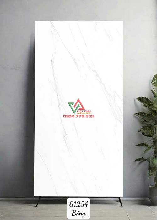 Gạch Khổ Lớn 60x120 Trắng Vân Mây Xám Nhẹ Bóng Kiếng Ấn Độ