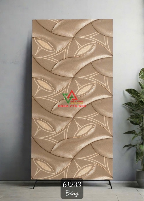 Gạch Khổ Lớn 80x160 Trang Trí Nâu Đồng Họa Tiết Lá Nổi Bóng Ấn Độ