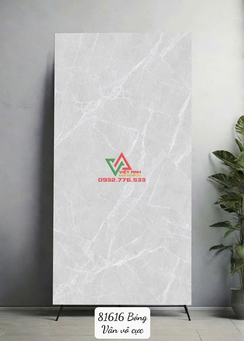 Gạch Khổ Lớn 80x160 Xám Sáng Vân Đá Trắng Bóng Kiếng Ấn Độ