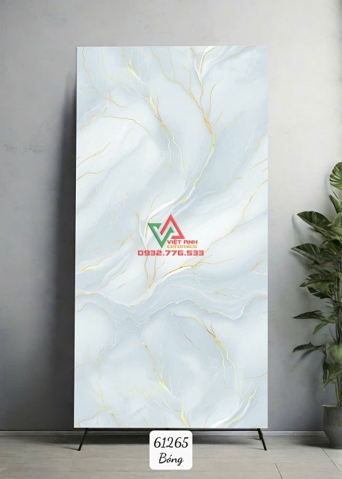 Gạch Khổ Lớn 80x160 Xanh Nhạt Vân Đá Chỉ Vàng Bóng Ấn Độ