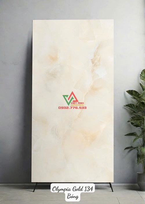 Gạch Lát Nền 60x120 Kem Vàng Bóng Kiếng Ấn Độ Cao Cấp