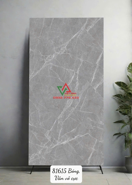 Gạch Lát Nền 80x160 Xám Ghi Đậm Vân Đá Trắng Bóng Kiếng Ấn Độ