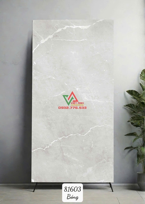 Gạch Lát Nền 80x160 Xám Nhạt Vân Đá Trắng Bóng Kiếng Ấn Độ