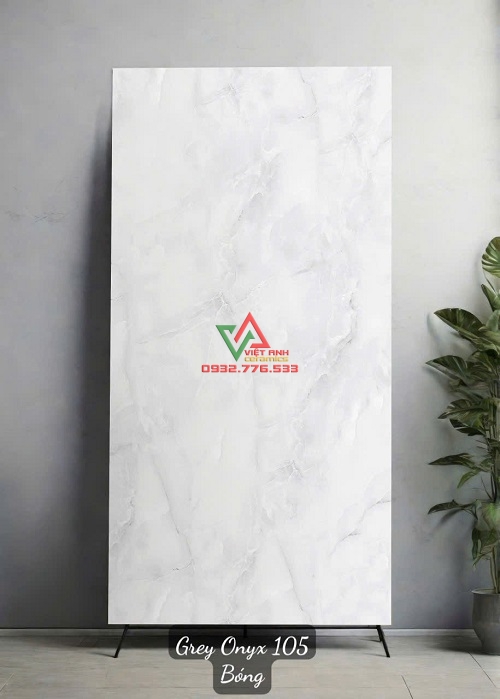 Gạch Lát Nền Phòng Khách 60x120 Trắng Xám Bóng Kiếng Ấn Độ