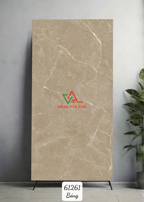 Gạch Ốp Lát Ấn Độ 80x160 Bóng Màu Nâu Nhạt Vân Đá Trắng – 61261