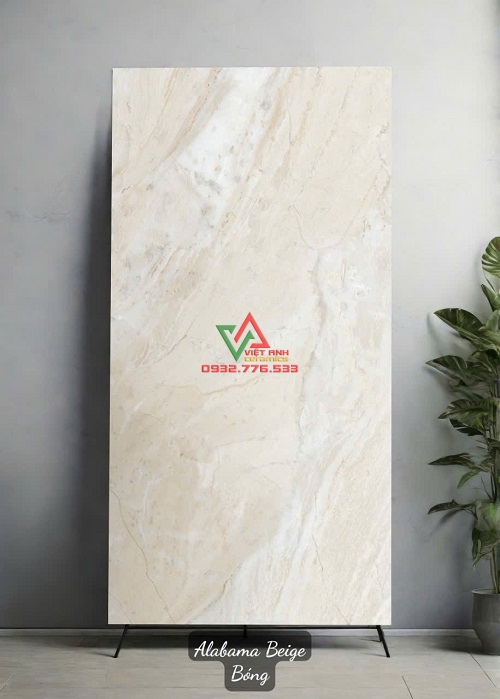 Gạch Ốp Lát Phòng Khách 60x120 Kem Be Bóng Kiếng Ấn Độ