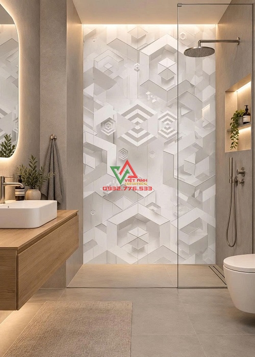 Gạch Trang Trí 60x120 Trắng Xám Tạo Chiều Sâu Hiện Đại