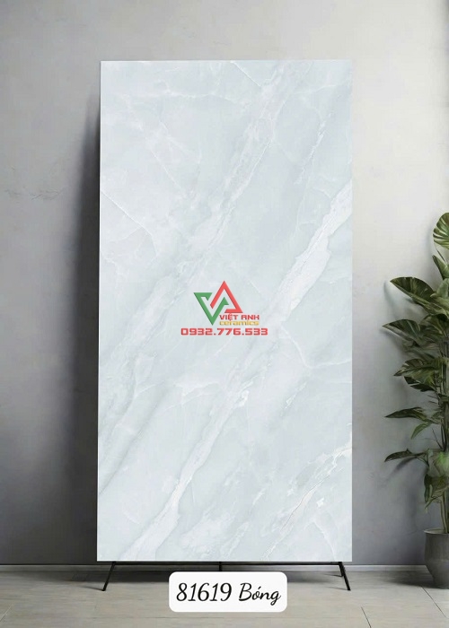 Gạch Khổ Lớn 80x160 Ốp Lát 81619 Bóng – Vân Đá Thạch Anh Xanh Ngọc Nhạt Đẹp