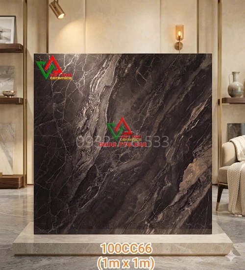 GẠCH 100X100 VÂN ĐÁ ĐEN KHÓI GALAXY CAO CẤP
