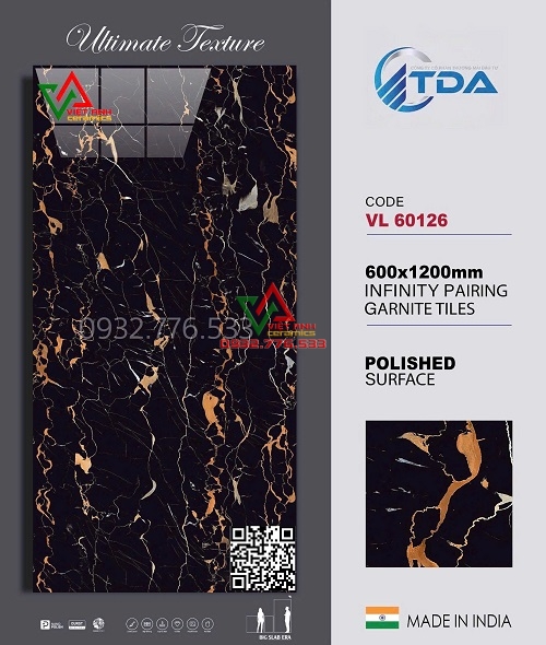 GẠCH 60X120 ĐEN TIA VÀNG MARBLE BÓNG KIẾNG ẤN ĐỘ CAO CẤP