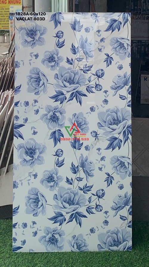 GẠCH 60X120 HOA XANH DƯƠNG CỔ ĐIỂN BÓNG KIẾNG APODIO