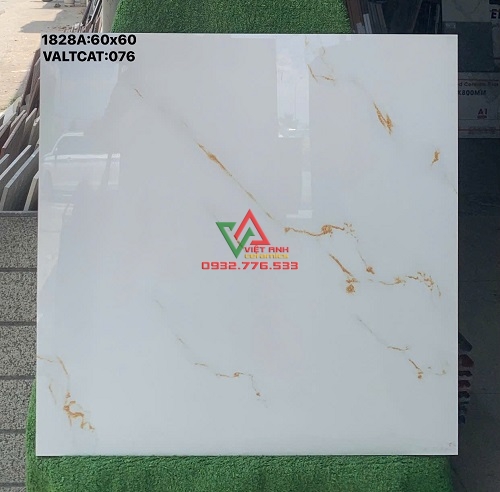 GẠCH 60X60 TRẮNG VÂN ĐÁ CHỈ VÀNG BÓNG KIẾNG