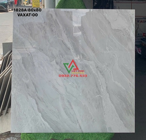 GẠCH 80X80 PRIME XÁM ĐẬM MARBLE TỰ NHIÊN BÓNG KIẾNG