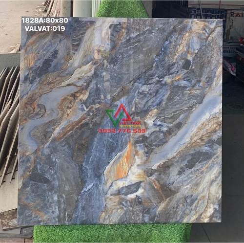 GẠCH 80X80 VÂN ĐÁ XANH ÁNH VÀNG BÓNG KIẾNG MARBLE