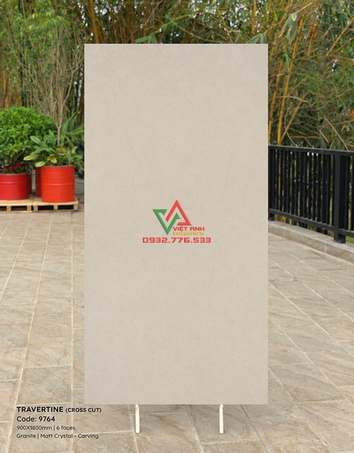 Gạch Khổ Lớn 90x180 Kem Be Vân Đá Travertine Mờ