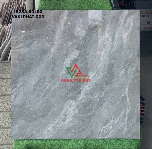 GẠCH LÁT NỀN 60X60 MÀU GHI ĐẬM VÂN ĐÁ BÓNG KÍNH